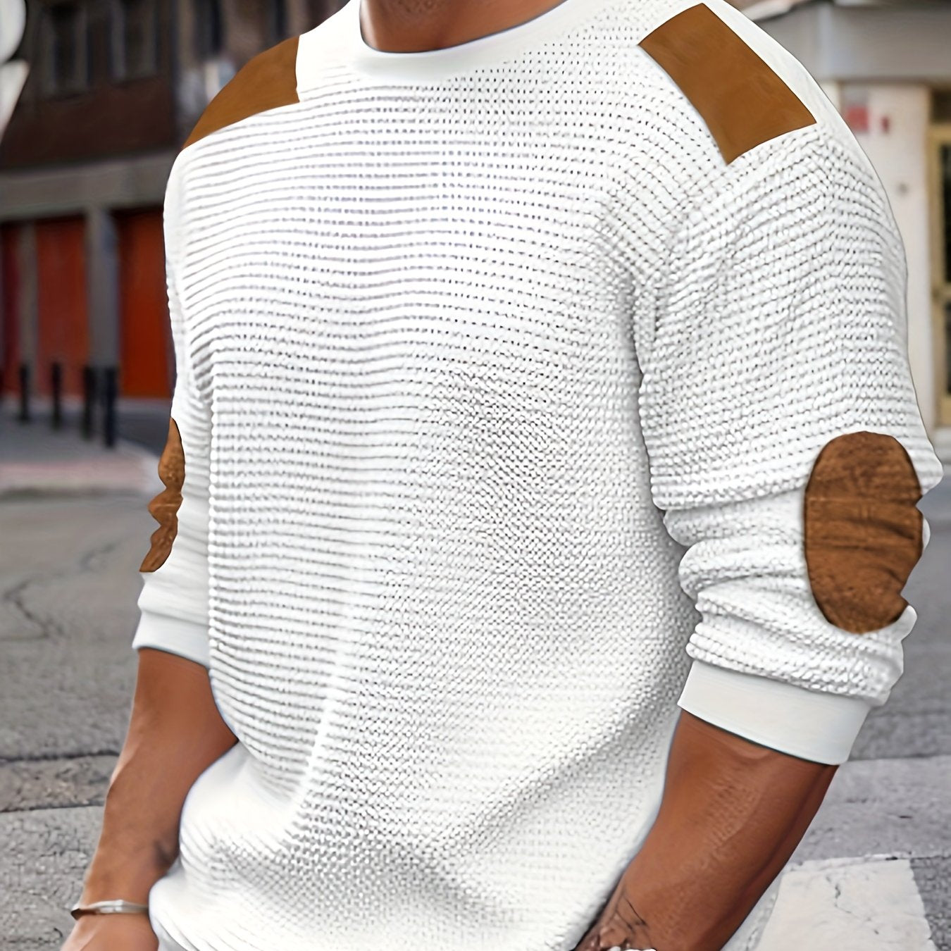 Men's Color Block Waffle Sweatshirt, Long Sleeve