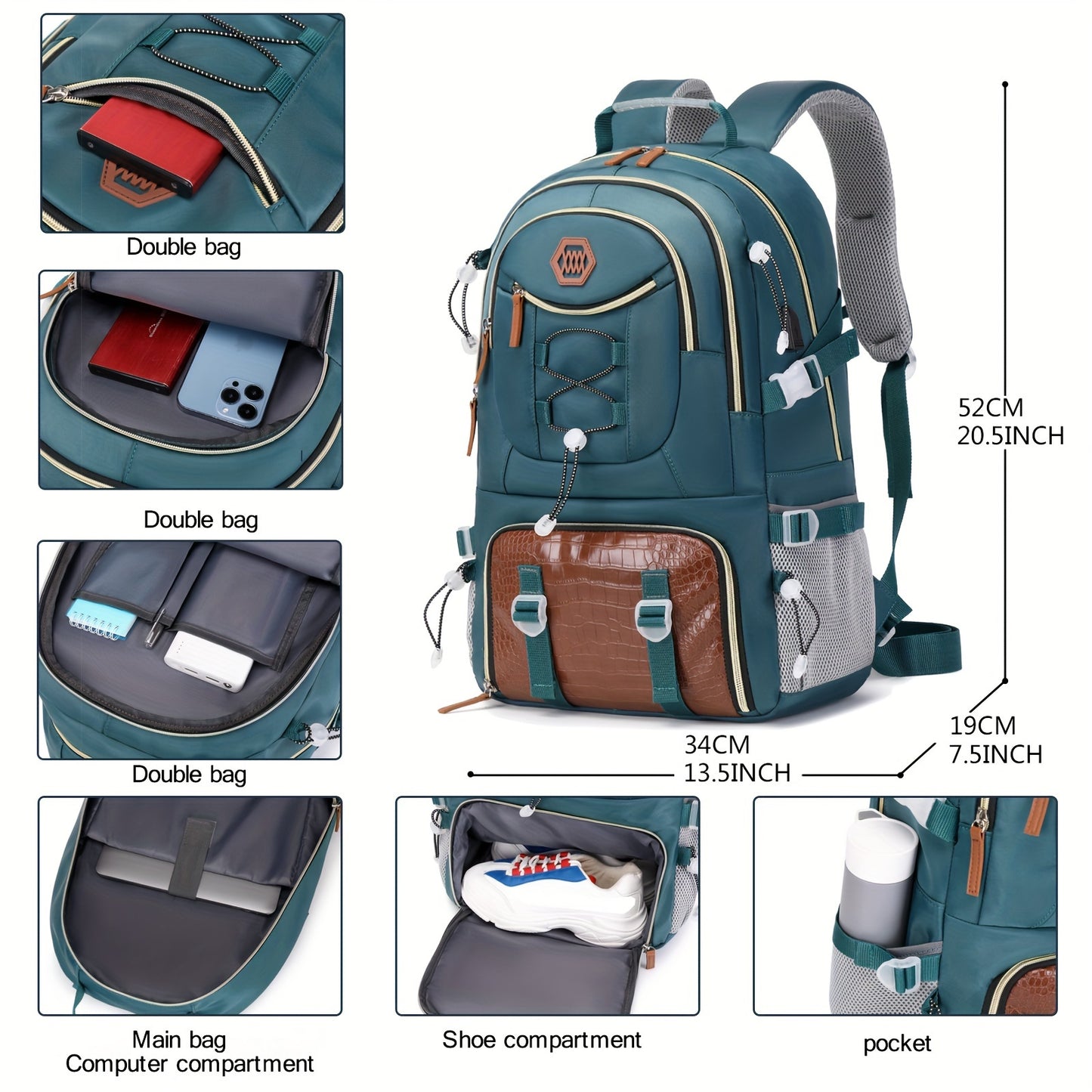 A Large Capacity Travel Backpack For Men, 40L Hiking Camping Backpack With Shoe Compartment, Multifunctional Casual Backpack, Can Fit A 17.3-inch Laptop Backpack.