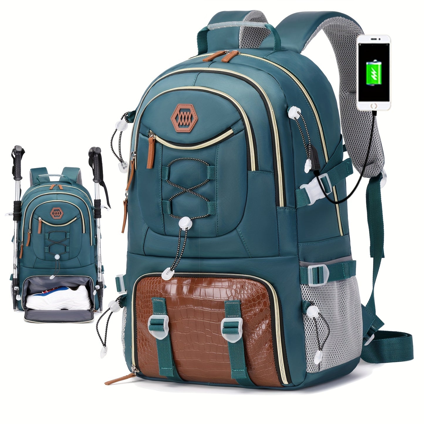 A Large Capacity Travel Backpack For Men, 40L Hiking Camping Backpack With Shoe Compartment, Multifunctional Casual Backpack, Can Fit A 17.3-inch Laptop Backpack.