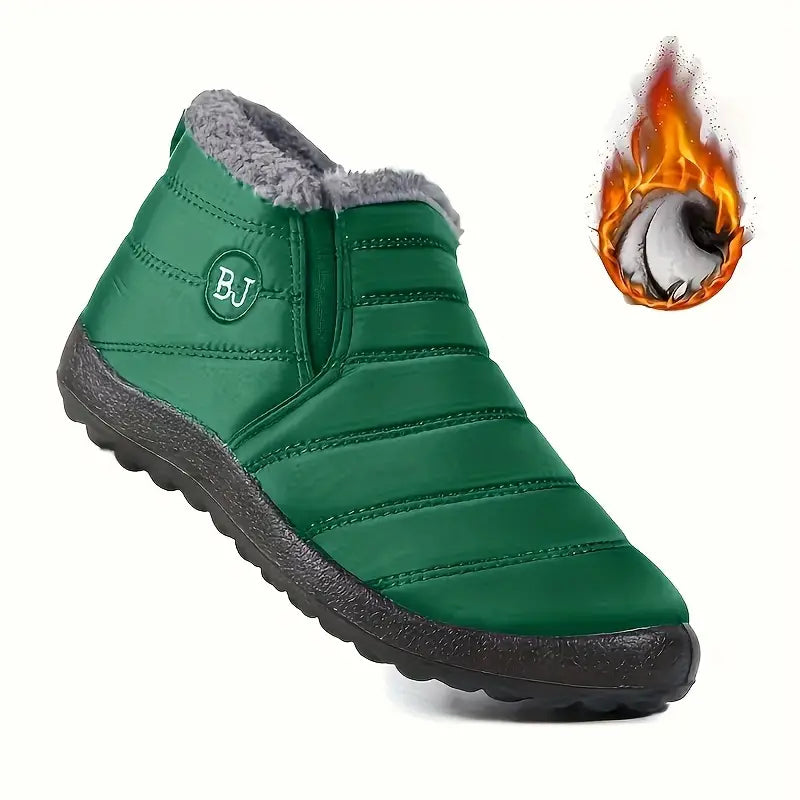 Wasserdichte Damen-Stiefeletten – Niedriger Plateauabsatz, Schlupfstiefel, Plüschfutter