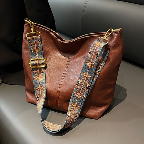 Bolsa Hobo com Alça Geométrica - Grande Capacidade, Retro Crossbody