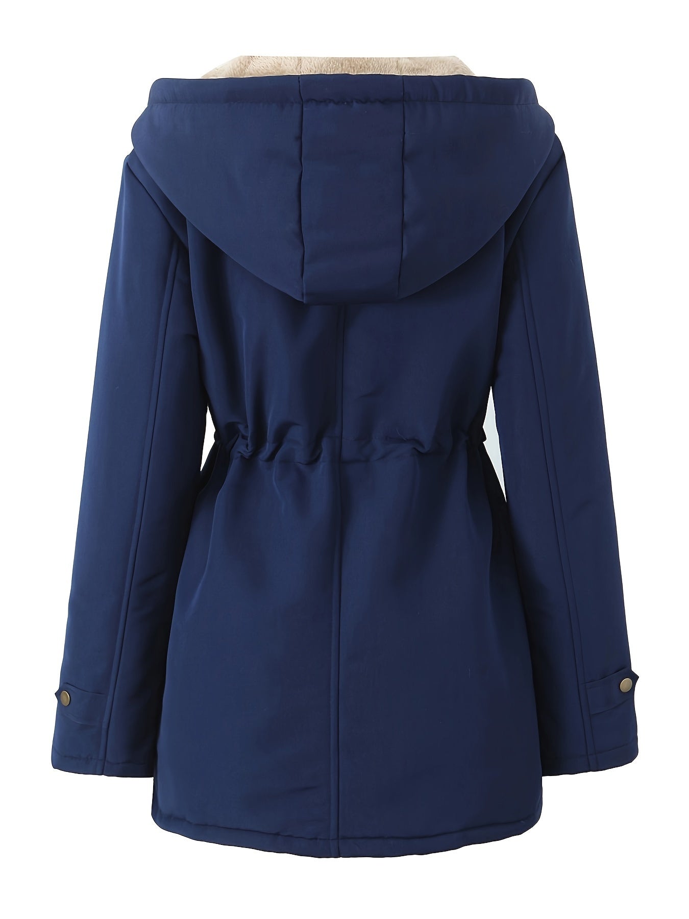 Women's Hooded Midi Coat, Padded, Drawstring Detail