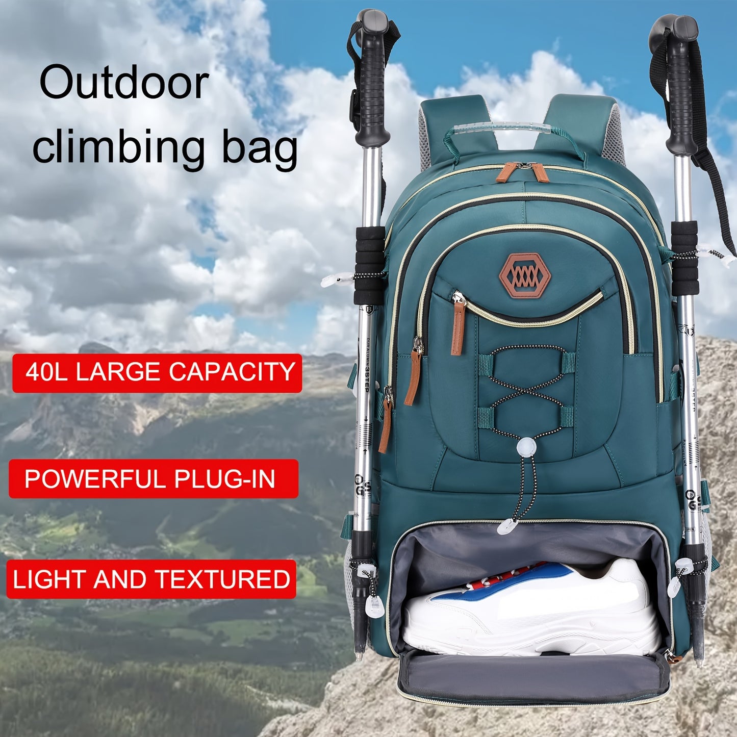 Mochila de viagem ao ar livre com grande capacidade para acampamento esportivo, adequada para homens e mulheres com compartimento para laptop de 17 polegadas
