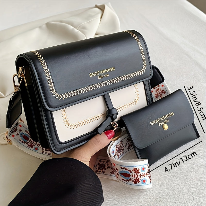 Bolsa de ombro com aba fashion - Bolsa transversal feminina com fivela e alça larga