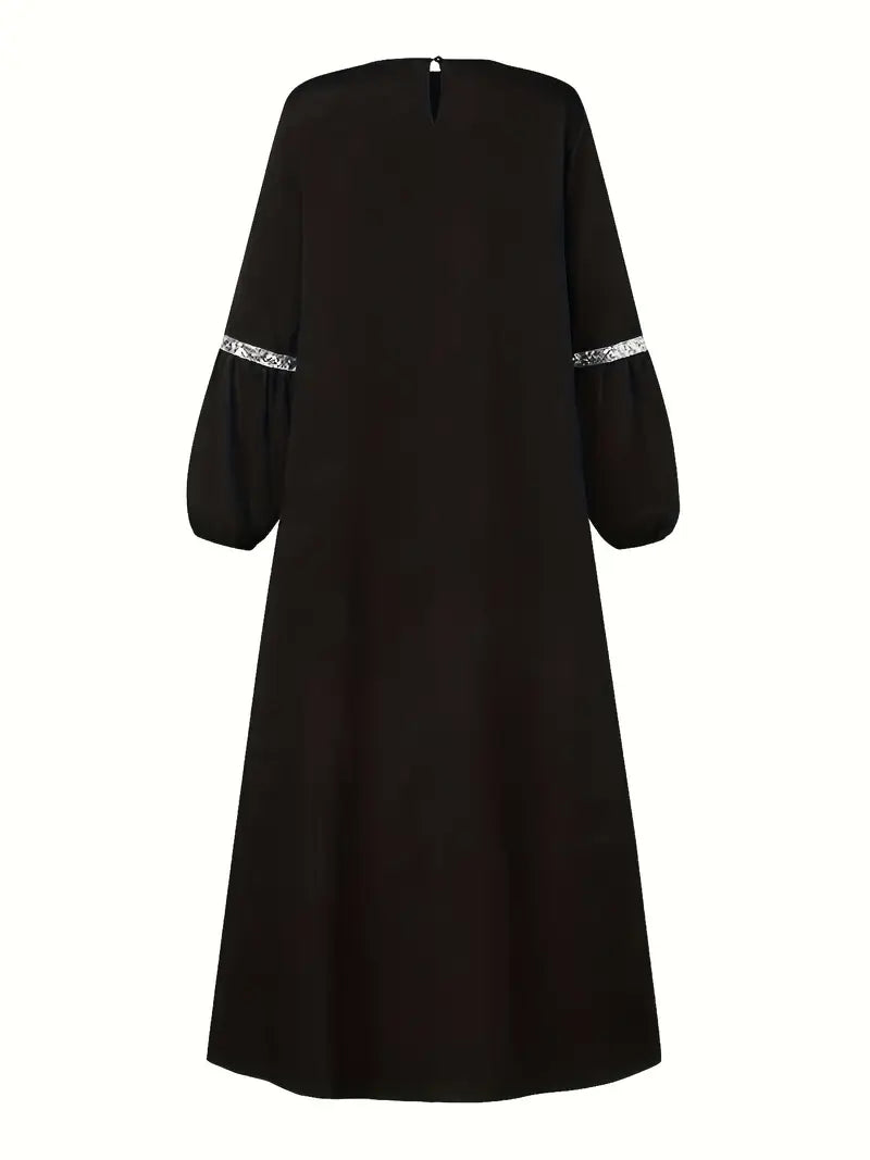 Elegant Green Sequin Abaya – Modest Long Sleeve Kaftan Dress