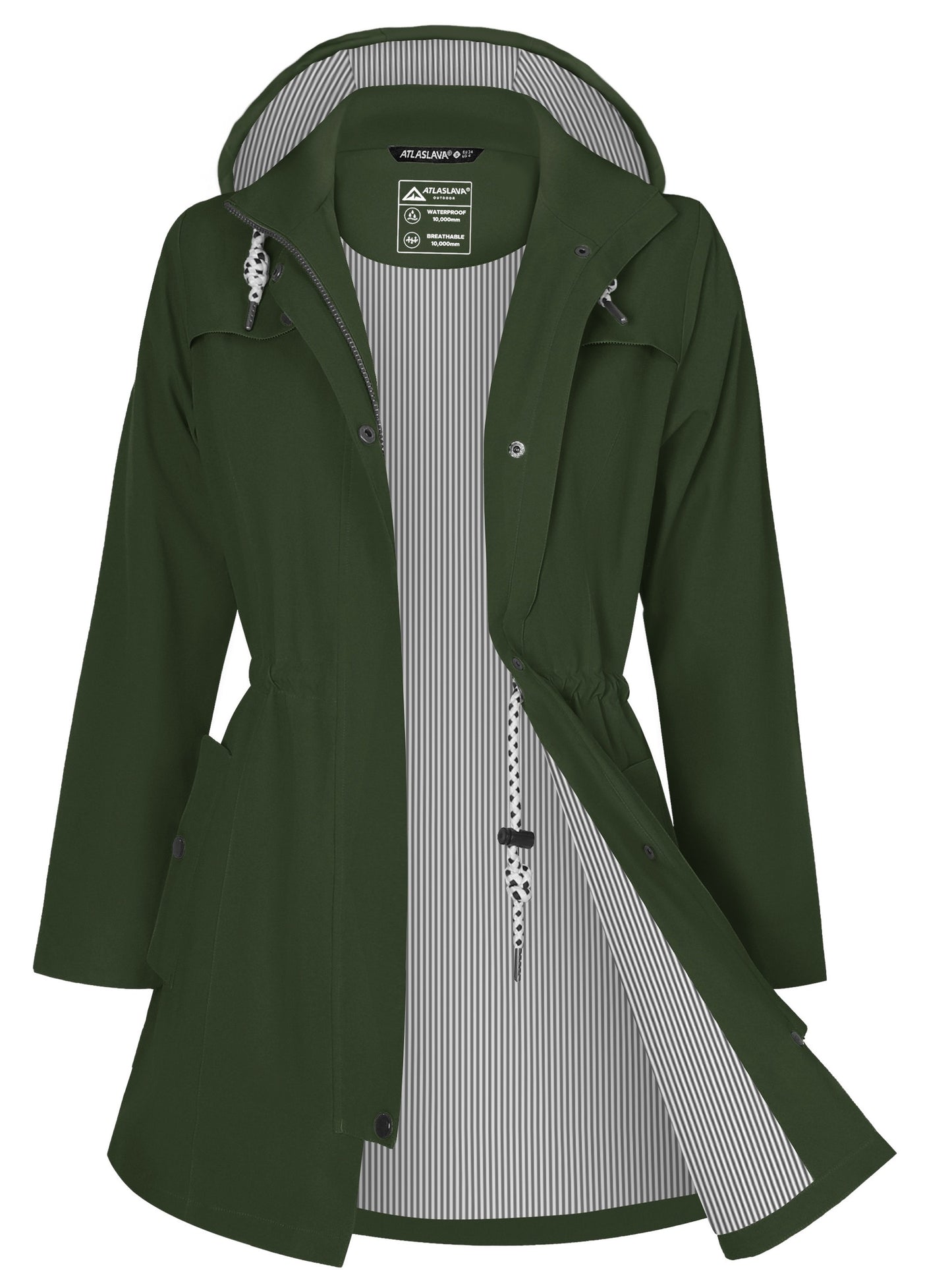 Women'S Lightweight Waterproof Rain Jacket with Hood - Casual Long Sleeve Windbreaker, Lightweight Trench Coat for Outdoor Use, Hooded Windbreaker