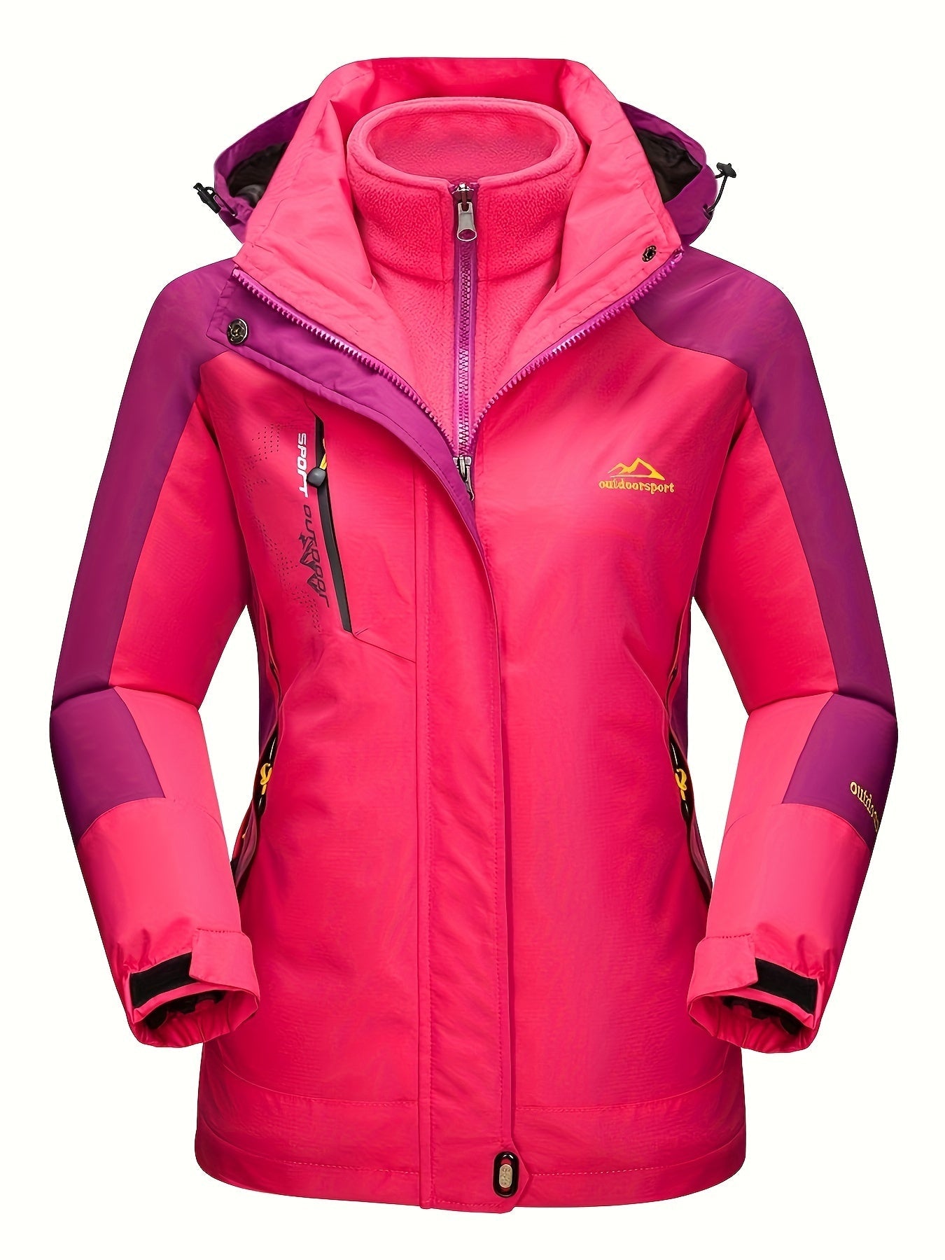 Women 3-in-1 Waterproof Winter Coat, Fleece Lined,Two-Piece Suit, Hooded Ski & Hiking Jacket