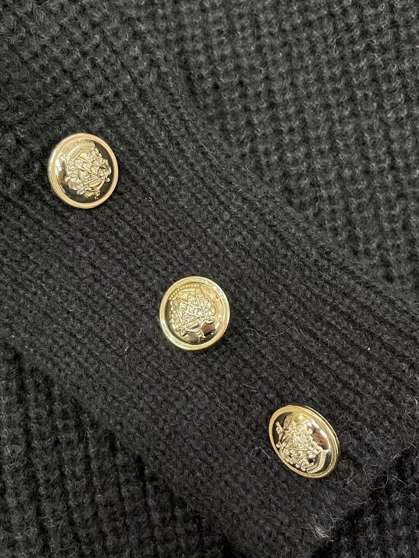 V-Neck Women's Sweater, Button Detail, Knit Polyester, Fall/Winter