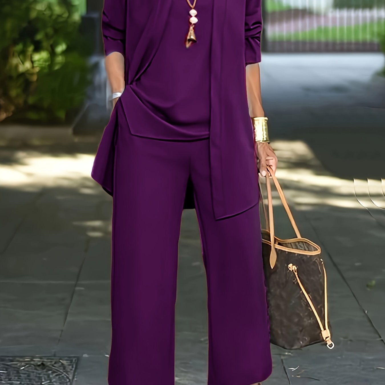 Lässiges dreiteiliges Set, Strickjacke, Top & Hose