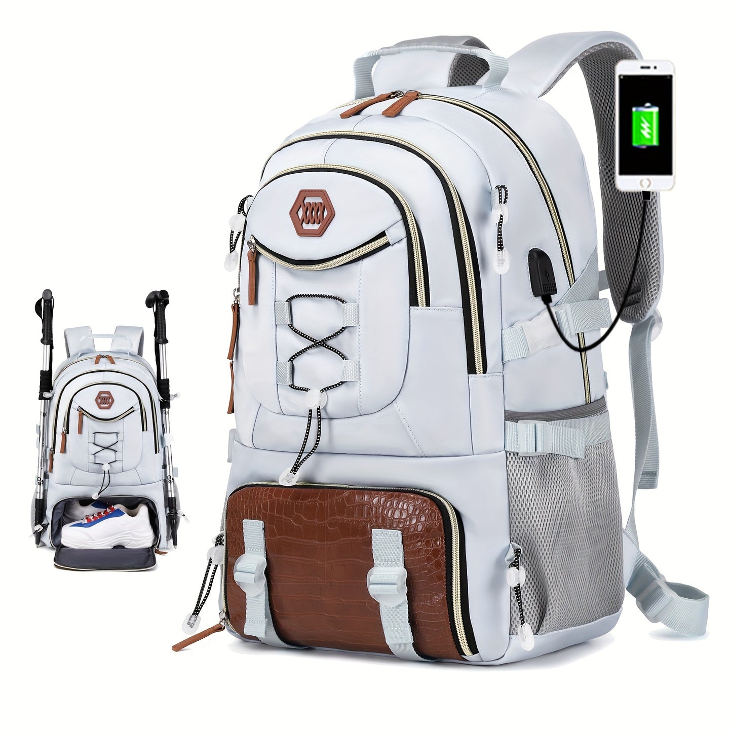 A Large Capacity Travel Backpack For Men, 40L Hiking Camping Backpack With Shoe Compartment, Multifunctional Casual Backpack, Can Fit A 17.3-inch Laptop Backpack.