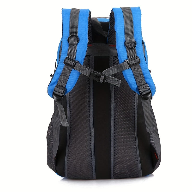 Mochila de caminhada de nylon de ajuste universal - capacidade de 7,93-10,57 galões, não à prova d'água, fecho de zíper, padrão de alfabeto, estilo esportivo para escalada e atividades ao ar livre