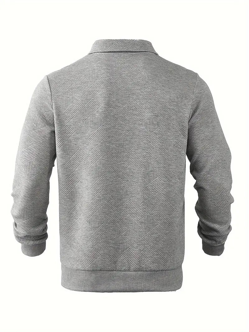 Erick | Suéter Vintage Zip-Up com Desenho Geométrico