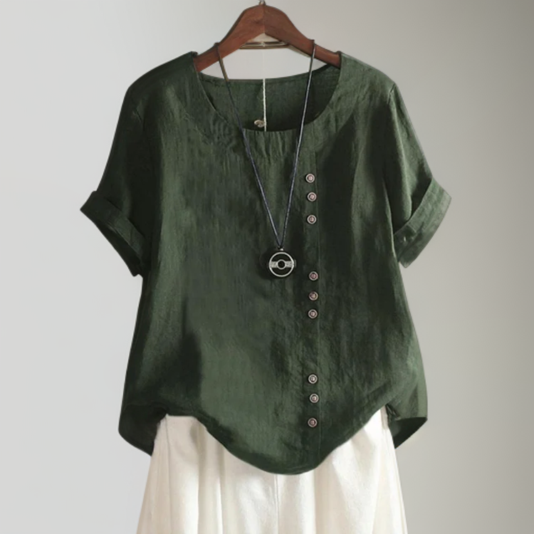 Zoe™ - Camiseta confortável com detalhe de botão