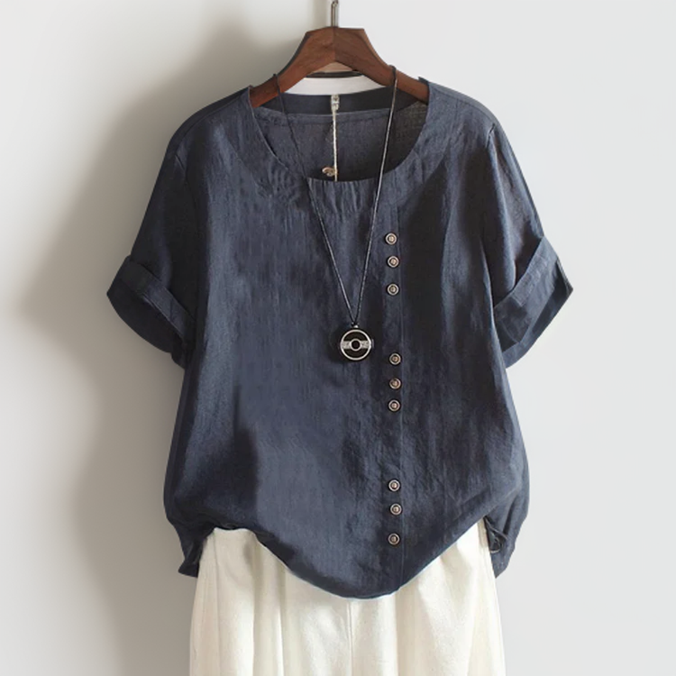 Zoe™ - Camiseta confortável com detalhe de botão