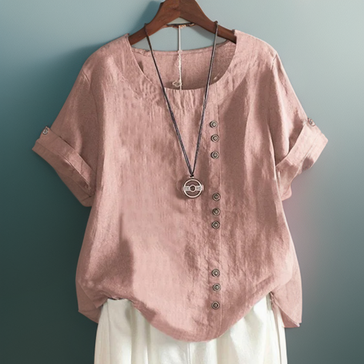 Zoe™ - Camiseta confortável com detalhe de botão