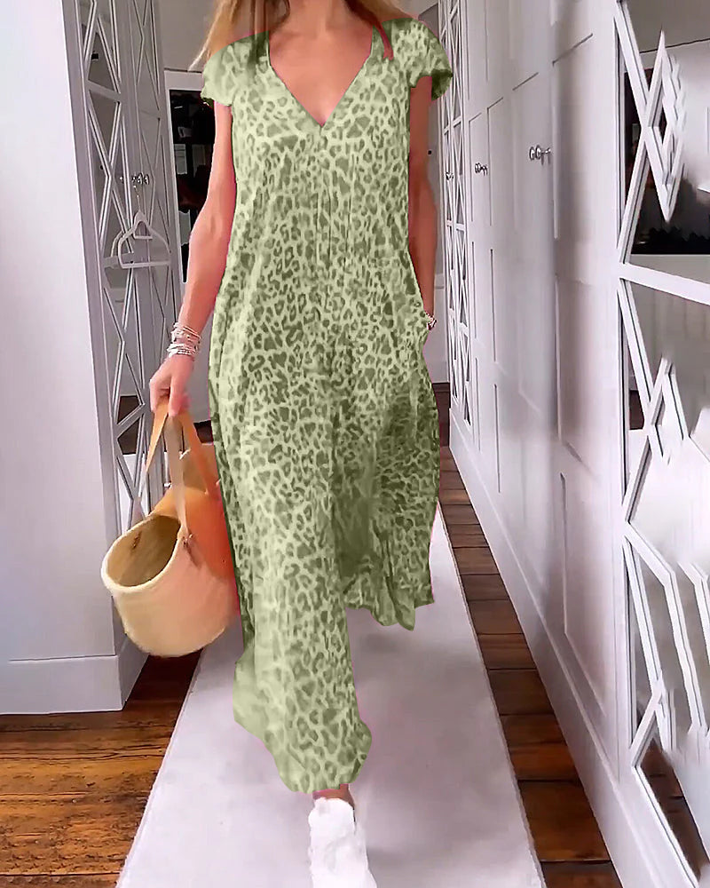 Madison™ - Vestido longo com decote em V estampado, confortável e estiloso