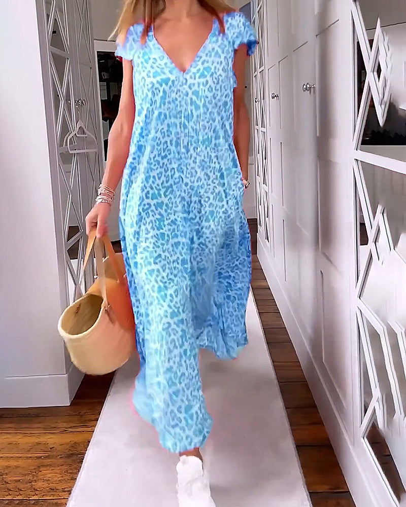 Madison™ - Vestido longo com decote em V estampado, confortável e estiloso