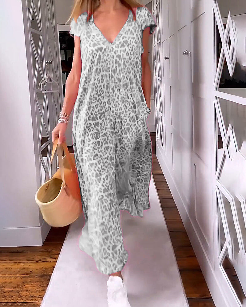 Madison™ - Vestido longo com decote em V estampado, confortável e estiloso