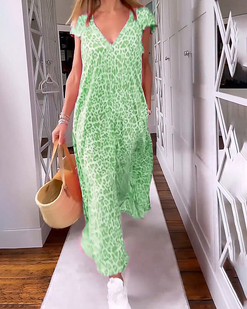 Madison™ - Vestido longo com decote em V estampado, confortável e estiloso