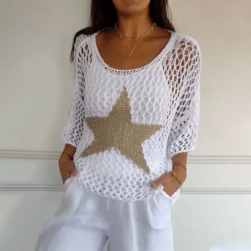 Harper™ - Top de malha moderno estrelado