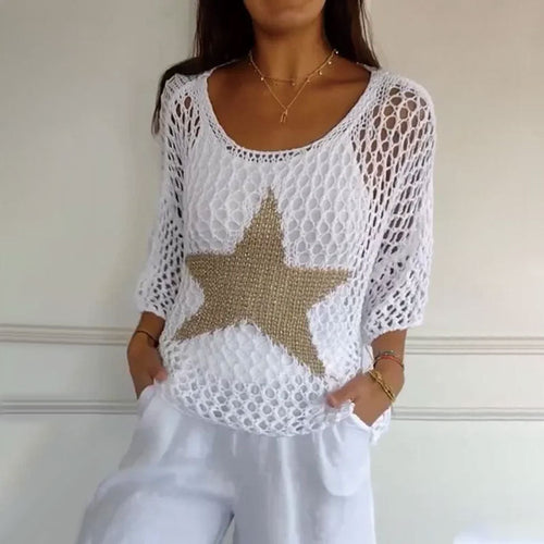 Harper™ - Top de malha moderno estrelado