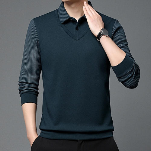 Julian™ - Camisa elegante de duas peças com gola listrada