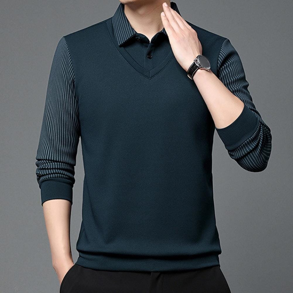 Julian™ - Camisa elegante de duas peças com gola listrada