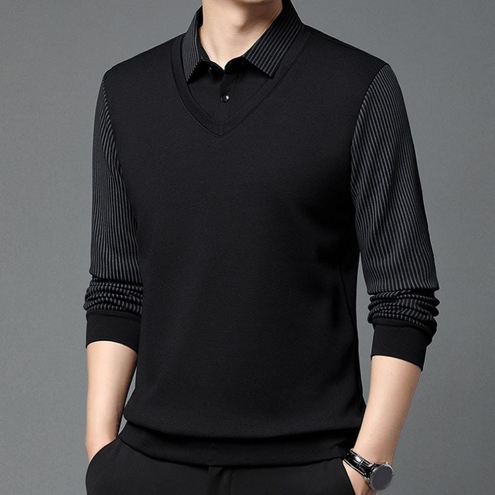 Julian™ - Camisa elegante de duas peças com gola listrada