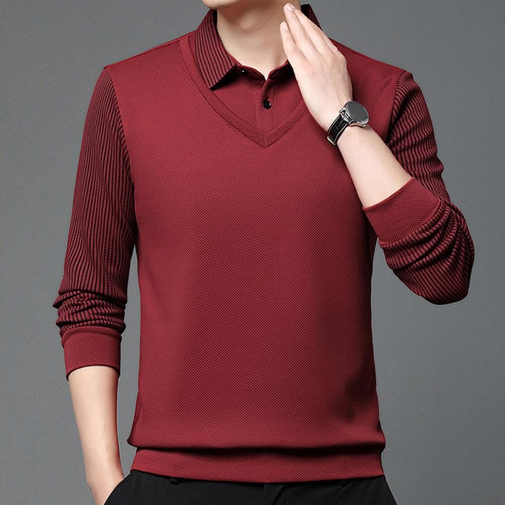 Julian™ - Camisa elegante de duas peças com gola listrada