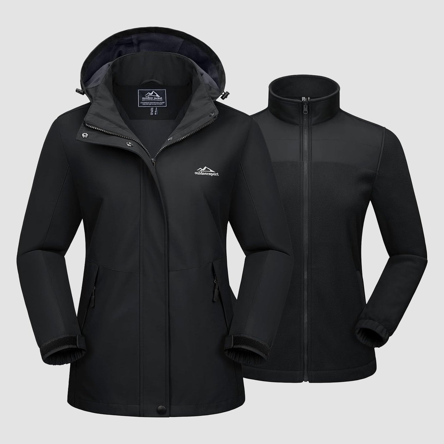 Women's 3 in 1 Ski Jacket Water Resistant Winter Snow Coat Warm Fleece Lined Windproof Hiking Rain Outwear