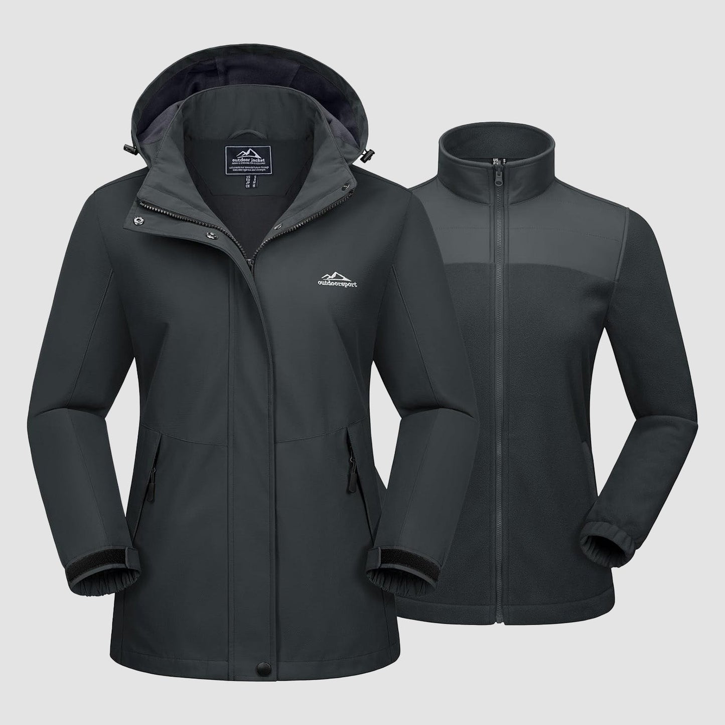 Women's 3 in 1 Ski Jacket Water Resistant Winter Snow Coat Warm Fleece Lined Windproof Hiking Rain Outwear