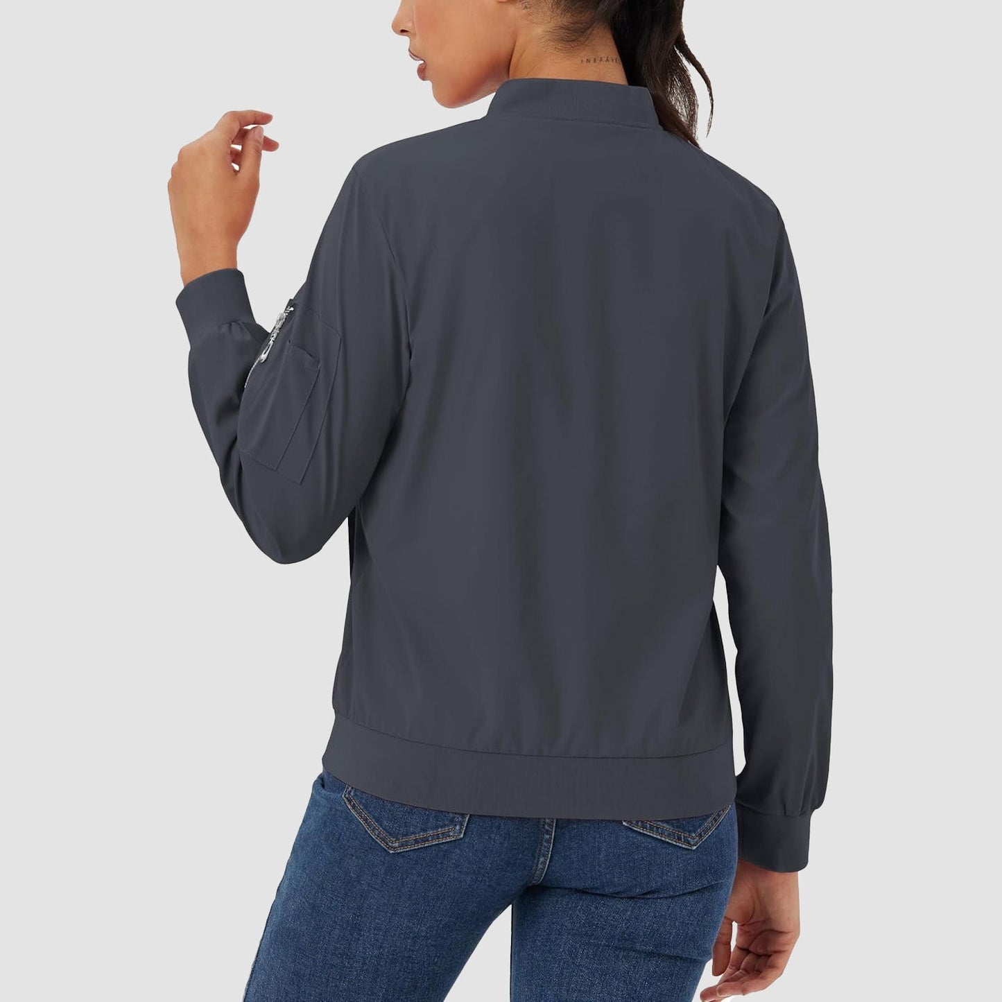 Women's Lightweight Bomber Jacket | 5-Pocket Zip-Up Windbreaker
