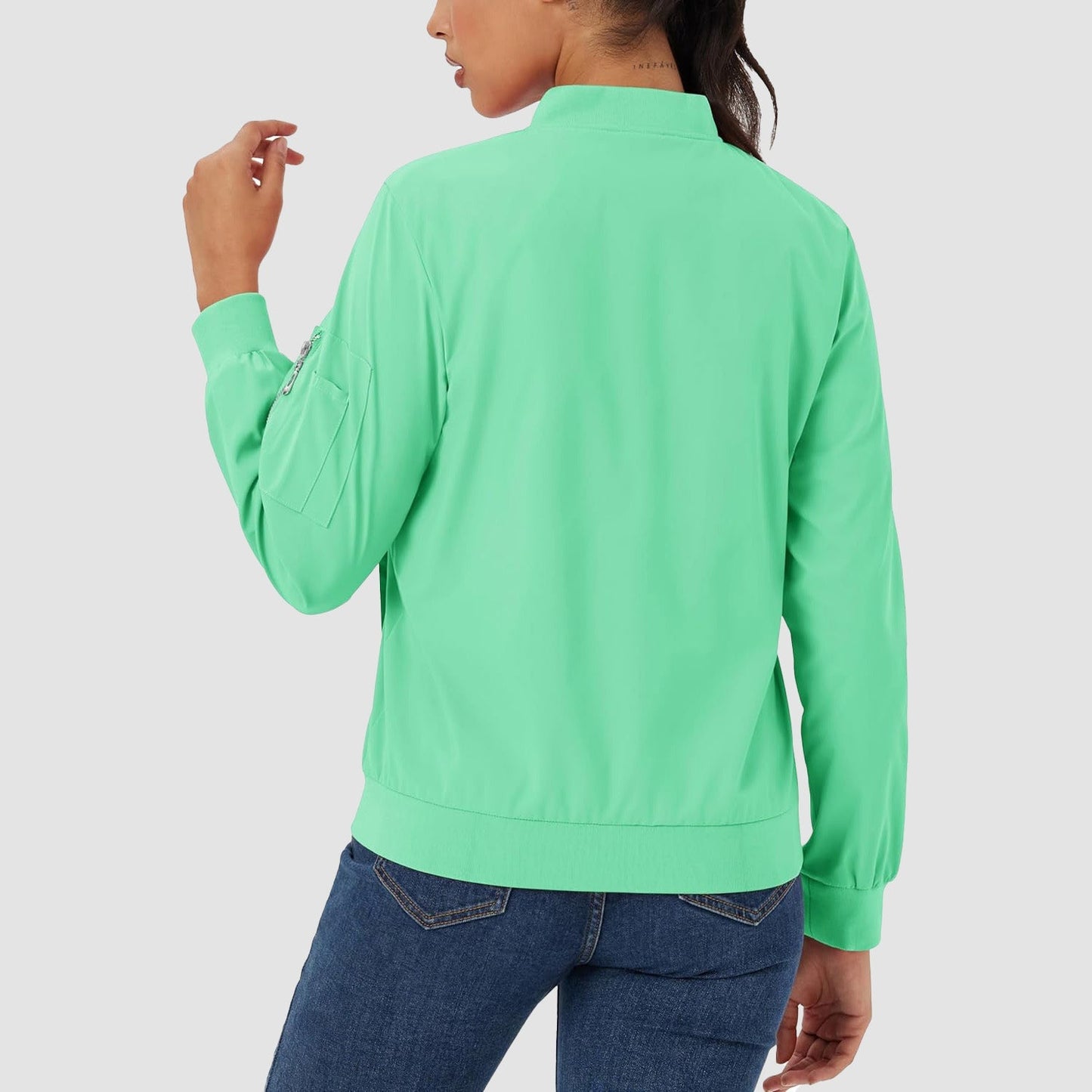 Women's Lightweight Bomber Jacket | 5-Pocket Zip-Up Windbreaker