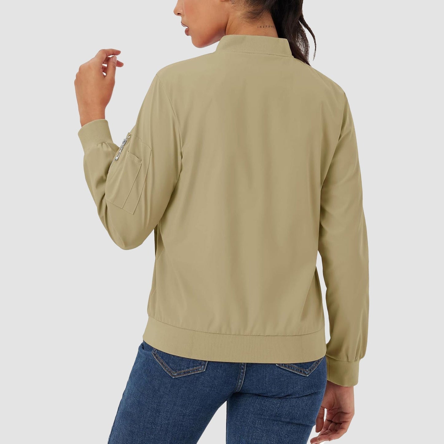 Women's Lightweight Bomber Jacket | 5-Pocket Zip-Up Windbreaker