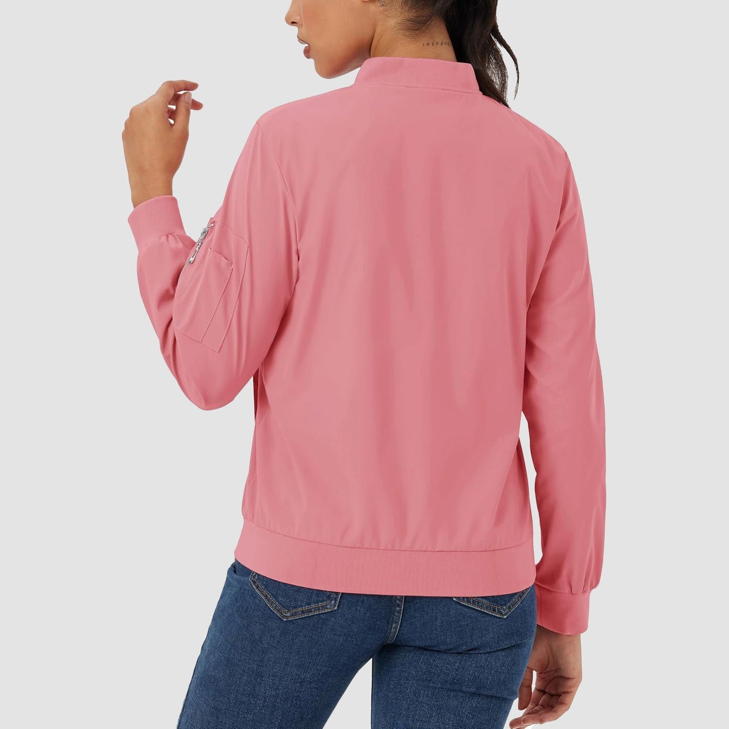 Women's Lightweight Bomber Jacket | 5-Pocket Zip-Up Windbreaker