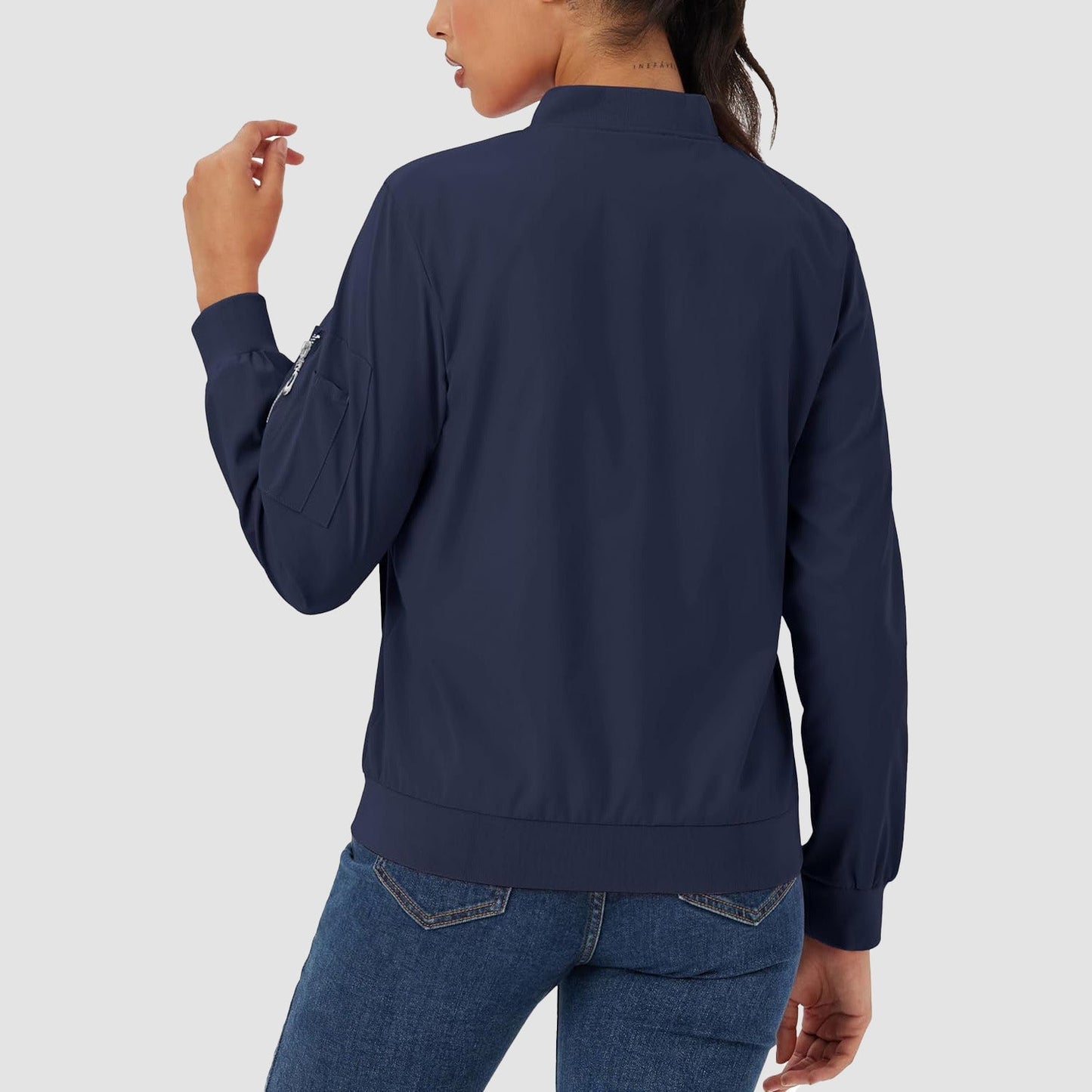 Women's Lightweight Bomber Jacket | 5-Pocket Zip-Up Windbreaker