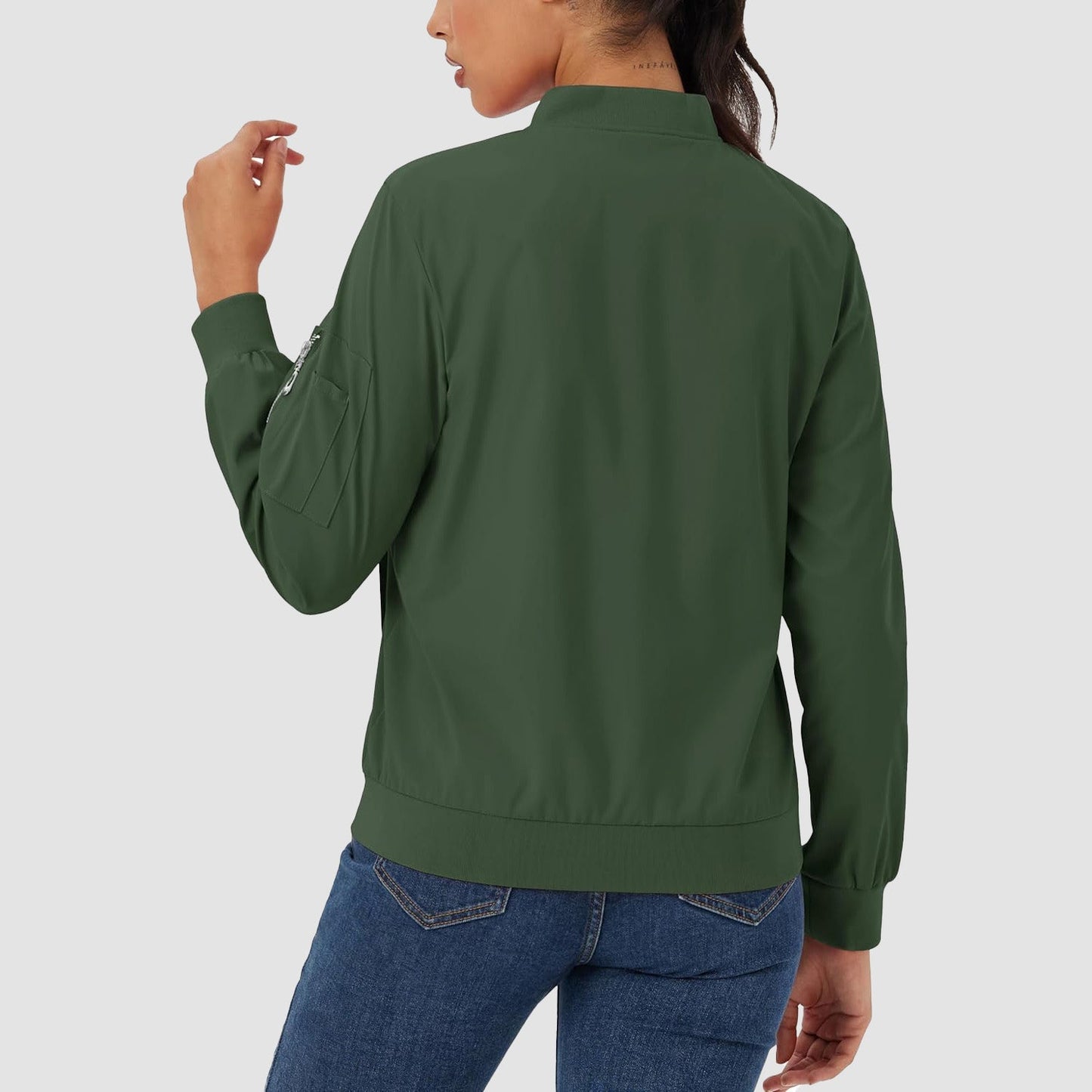 Women's Lightweight Bomber Jacket | 5-Pocket Zip-Up Windbreaker