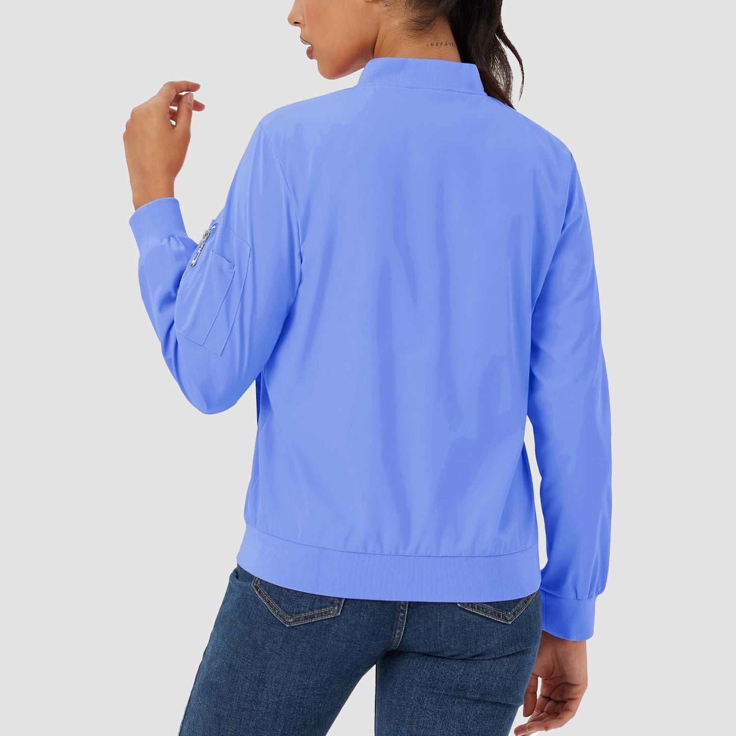 Women's Lightweight Bomber Jacket | 5-Pocket Zip-Up Windbreaker