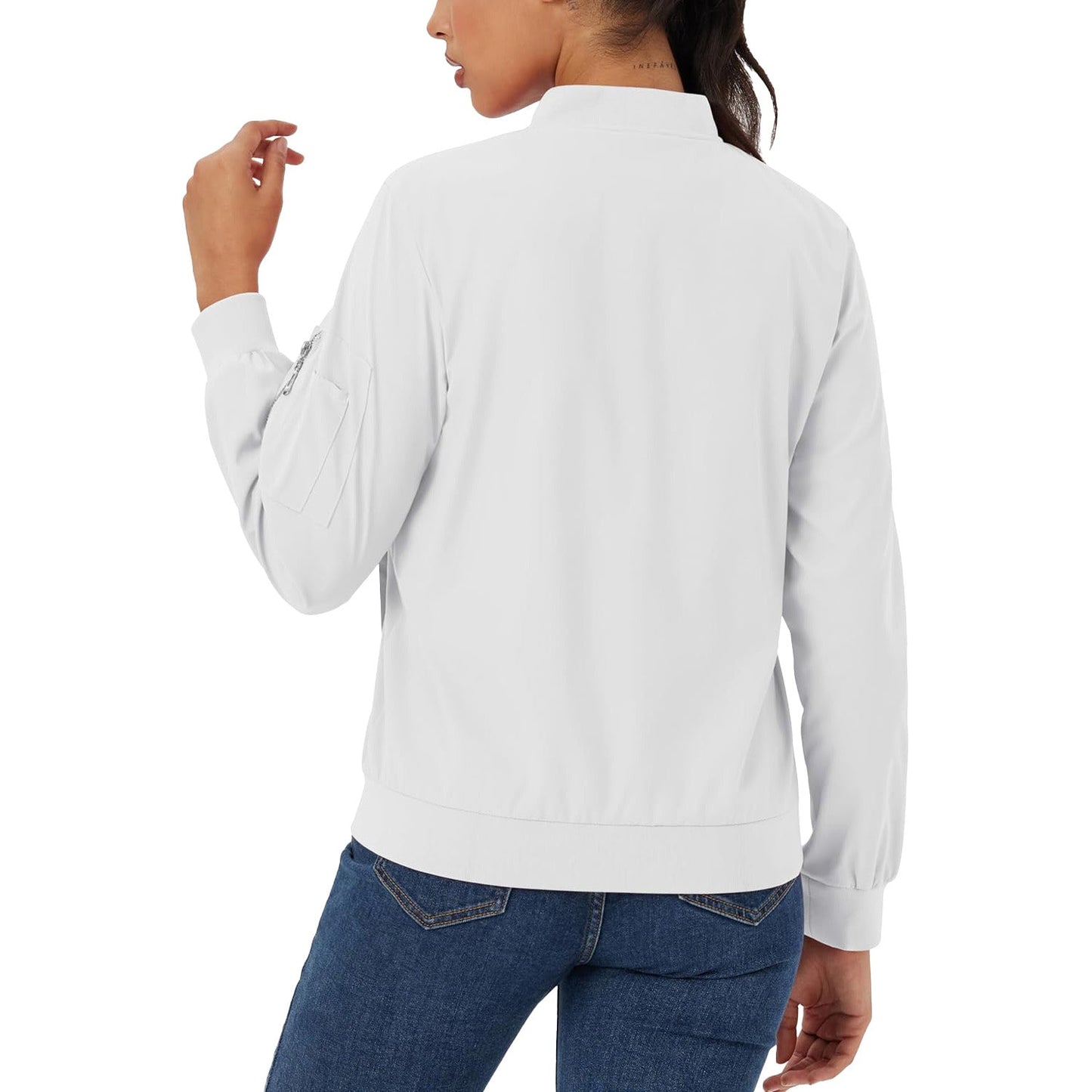 Women's Lightweight Bomber Jacket | 5-Pocket Zip-Up Windbreaker