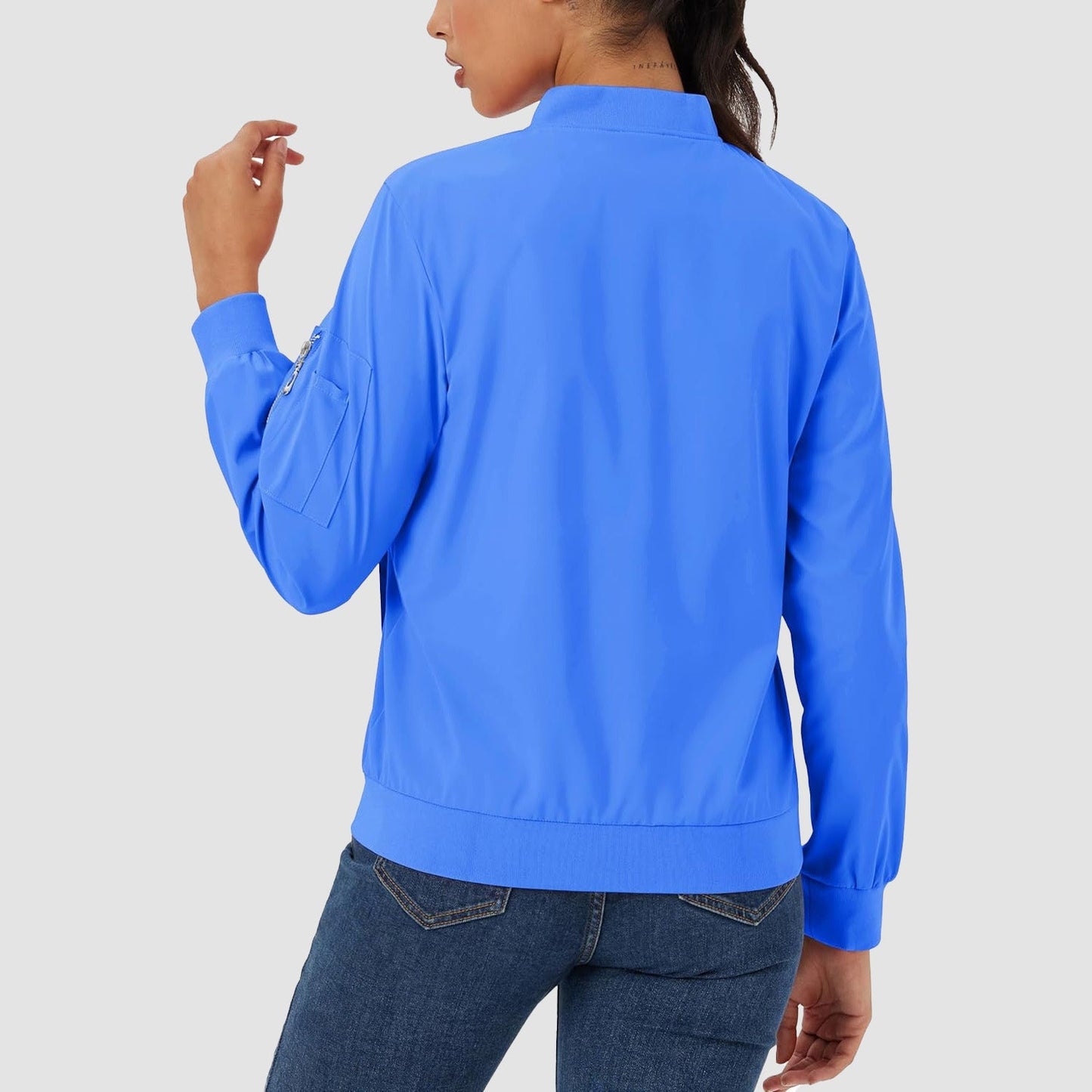 Women's Lightweight Bomber Jacket | 5-Pocket Zip-Up Windbreaker