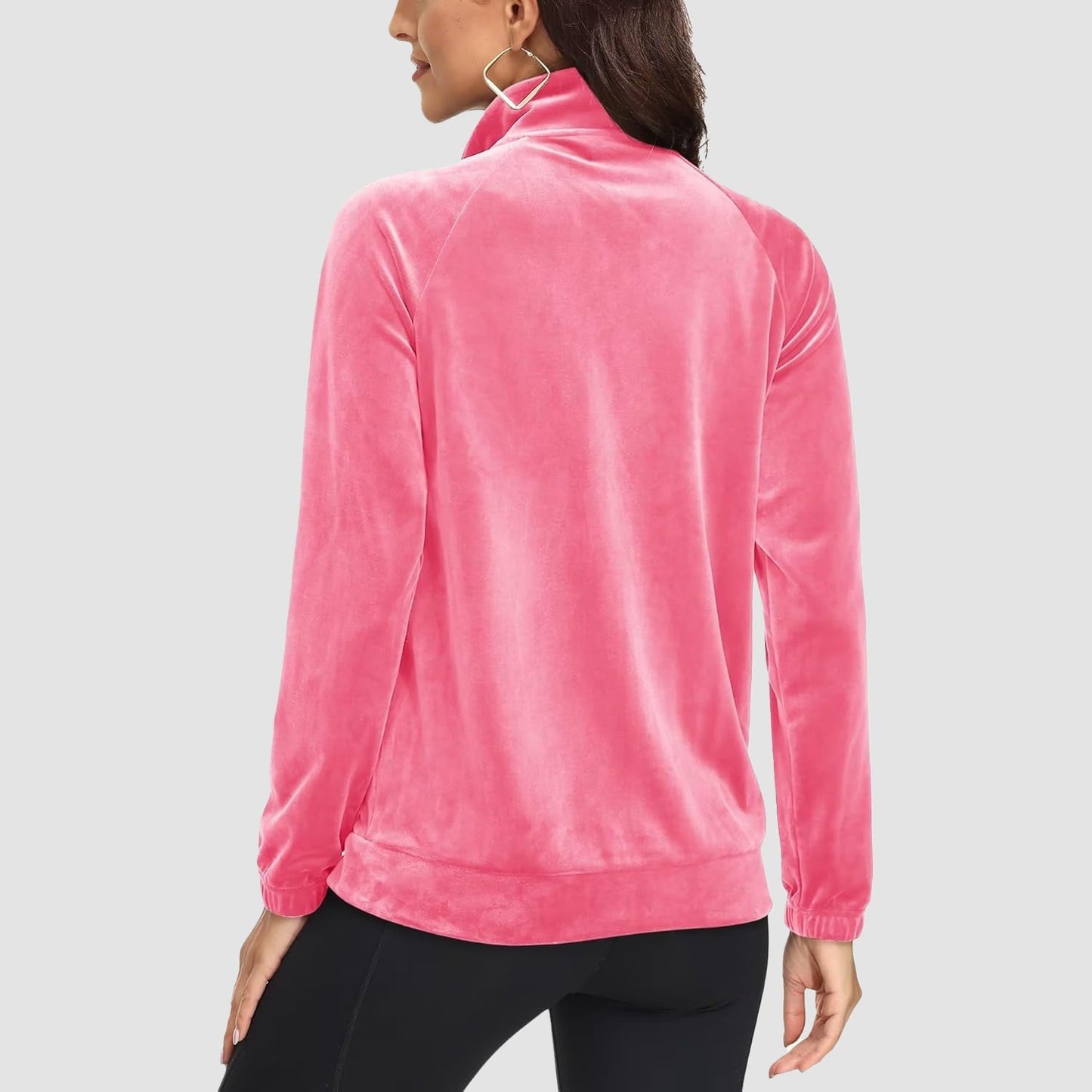 Women's Velour Jackets Full Zip Up Fleece Jacket With Zipper Pockets Soft Winter Jackets