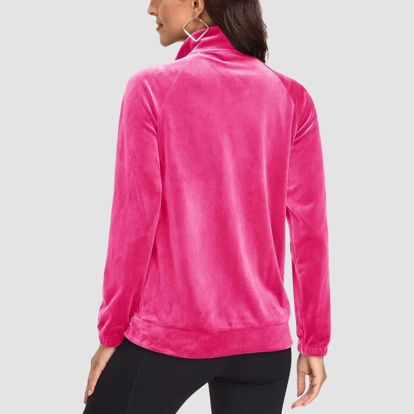 Women's Velour Jackets Full Zip Up Fleece Jacket With Zipper Pockets Soft Winter Jackets