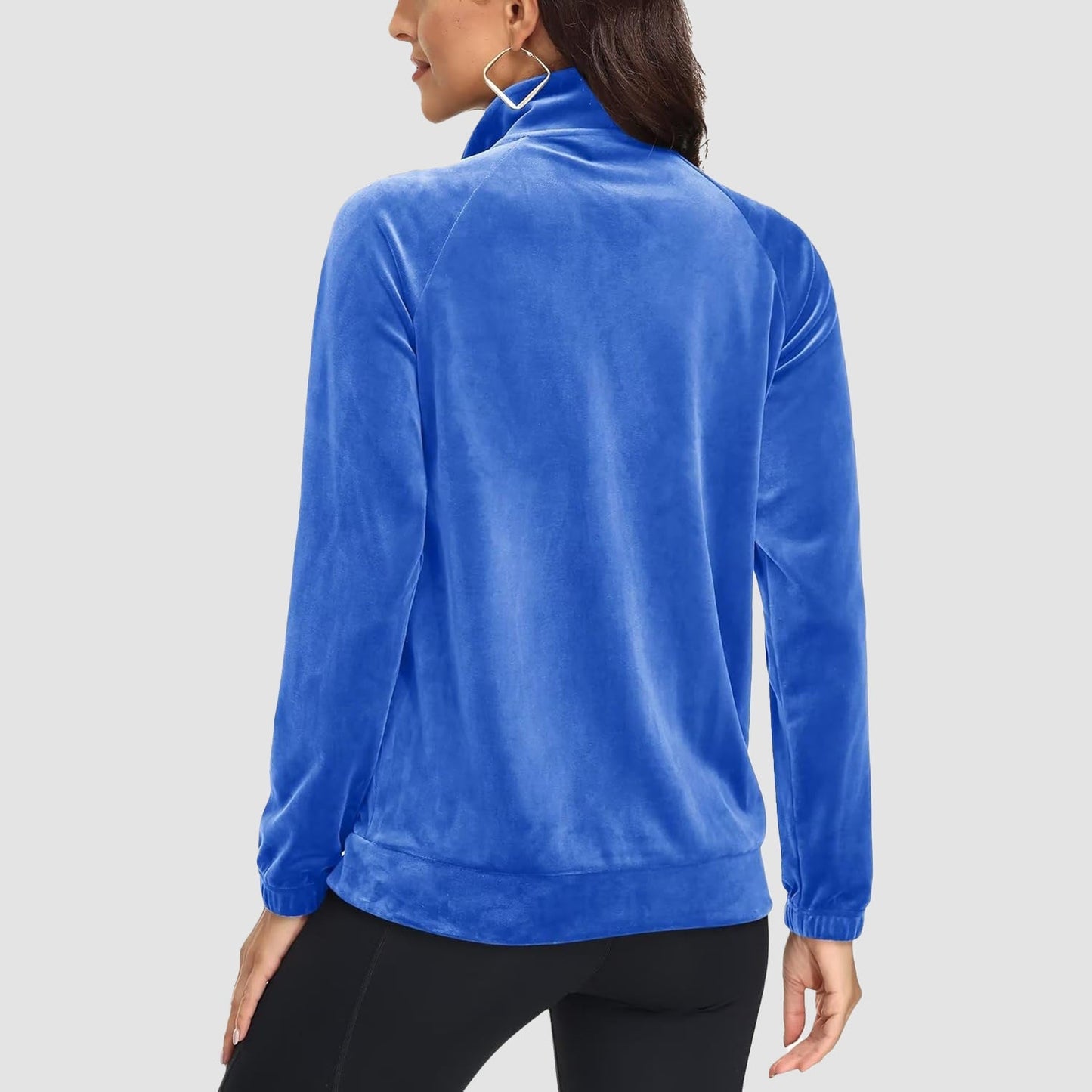 Women's Velour Jackets Full Zip Up Fleece Jacket With Zipper Pockets Soft Winter Jackets
