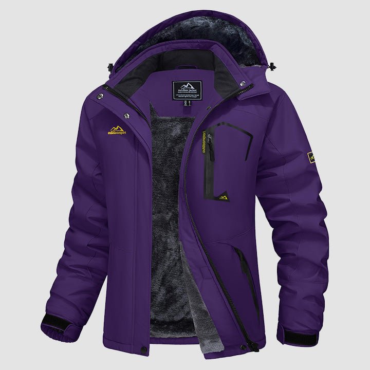 Women's Water-Resistant Fleece Ski Jacket with 4 Pockets - Warm Parka