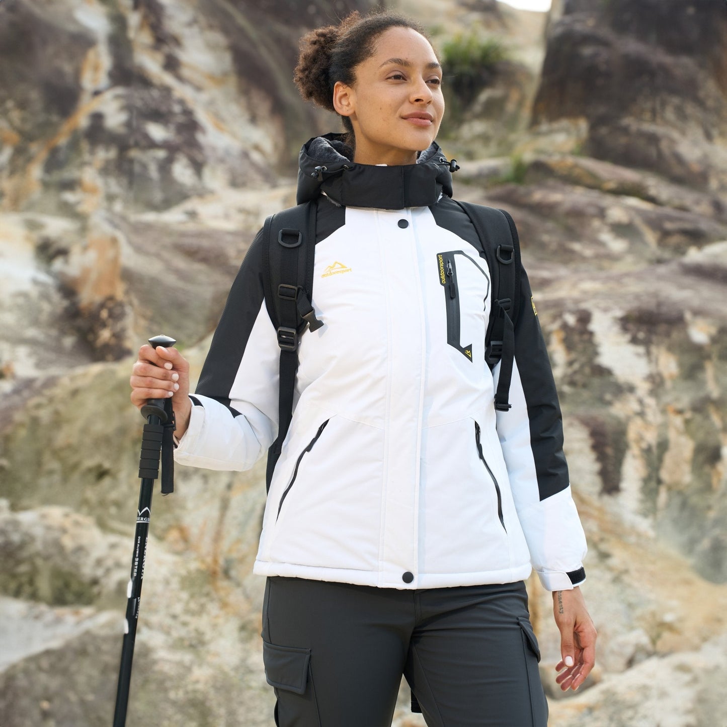 Women's Water-Resistant Fleece Ski Jacket with 4 Pockets - Warm Parka