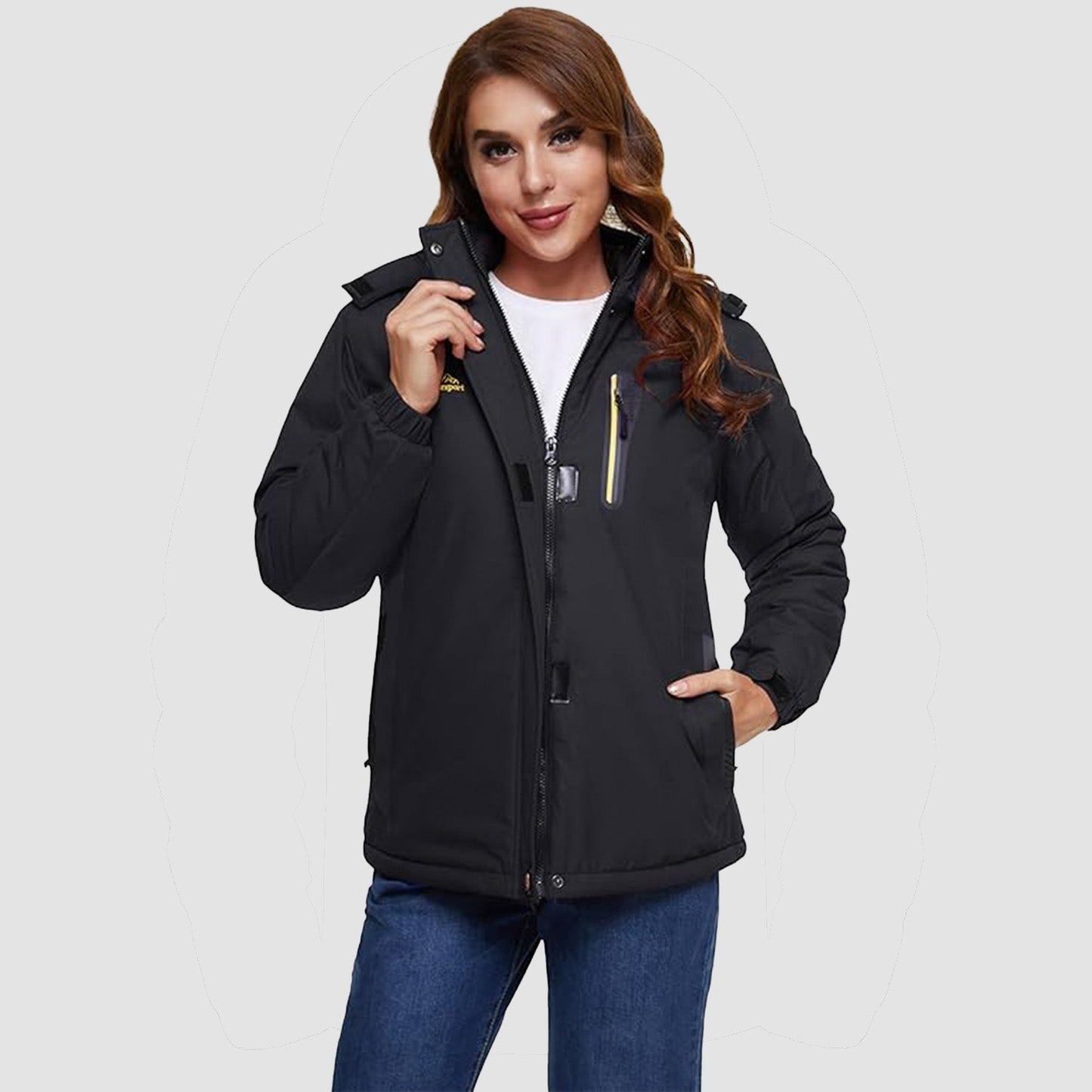 Warm Women's Waterproof Fleece Lined Ski Jacket with Hood – Perfect for Winter Activities