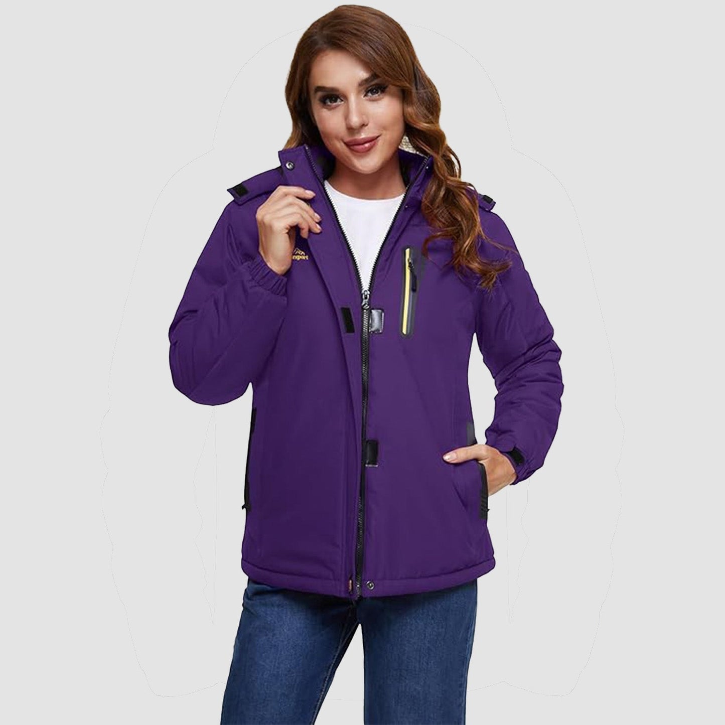 Warm Women's Waterproof Fleece Lined Ski Jacket with Hood – Perfect for Winter Activities