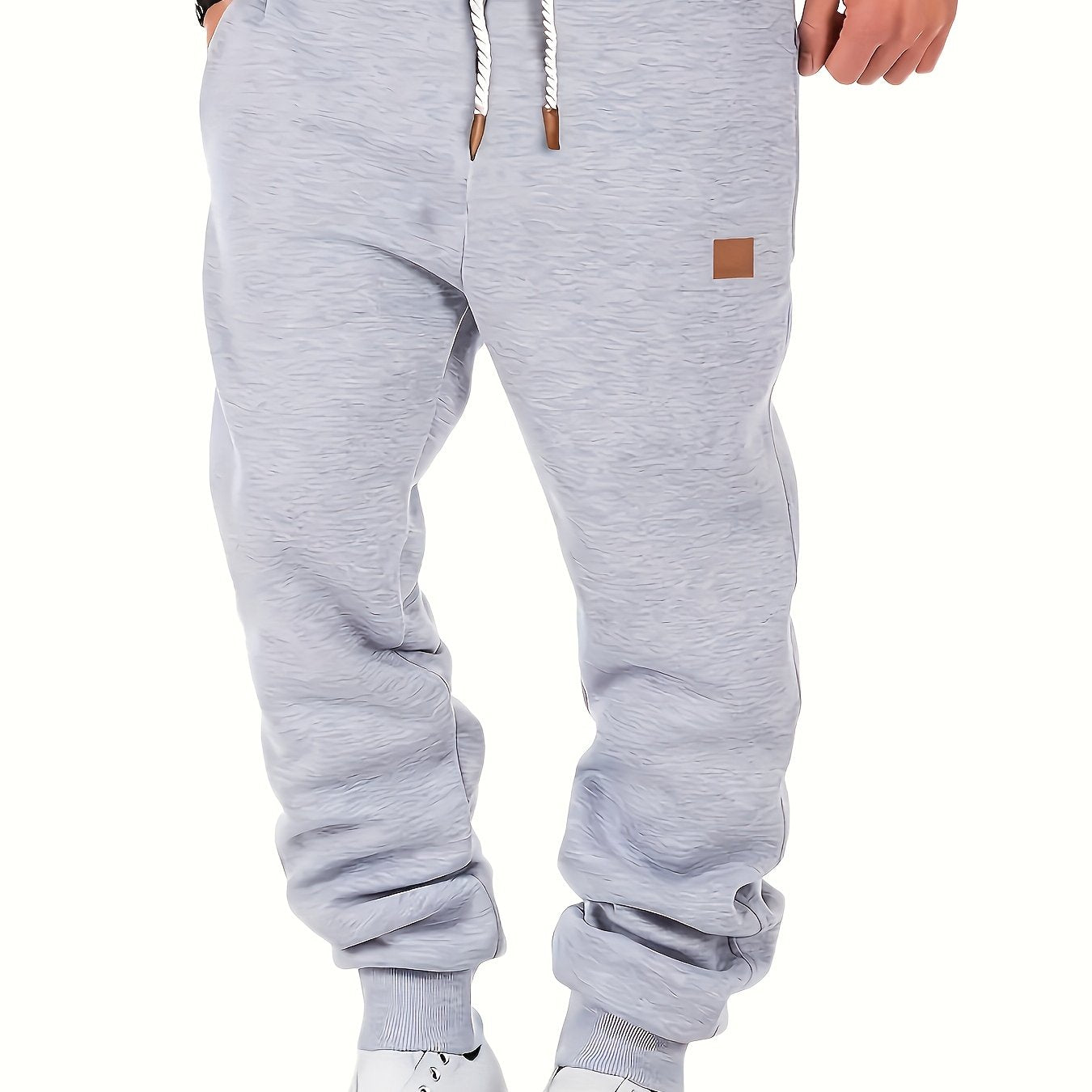 Calças de moletom masculinas com cordão, calças de moletom casuais com bolsos