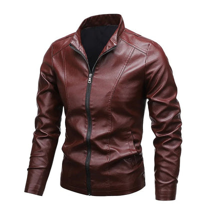 Carter™ - Jaqueta de couro com zíper e gola alta slim fit