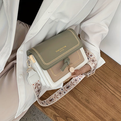 Bolsa de ombro com aba fashion - Bolsa transversal feminina com fivela e alça larga
